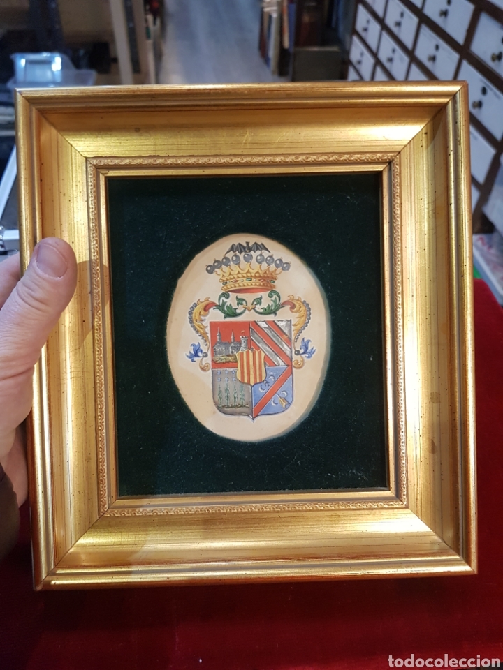 Otros objetos de arte: Cuadro escudo de armas pintado a mano - Foto 1