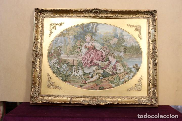 Otros objetos de arte: Cuadro tapiz algod&oacute;n y pan de oro (72 x 92 cm) - Foto 2