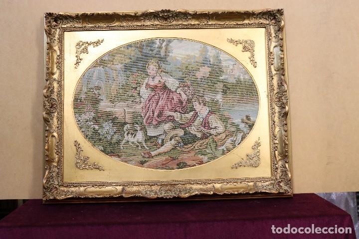 Otros objetos de arte: Cuadro tapiz algod&oacute;n y pan de oro (72 x 92 cm) - Foto 3