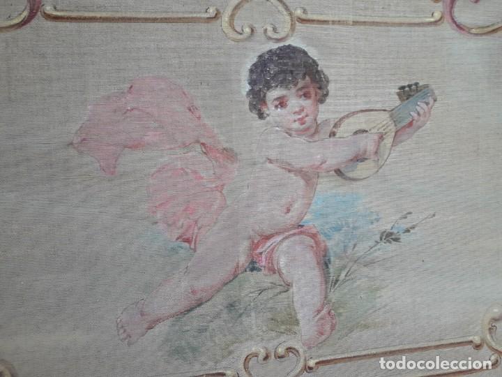 Otros objetos de arte: Tela tapiz pintada siglo XIX - Foto 2