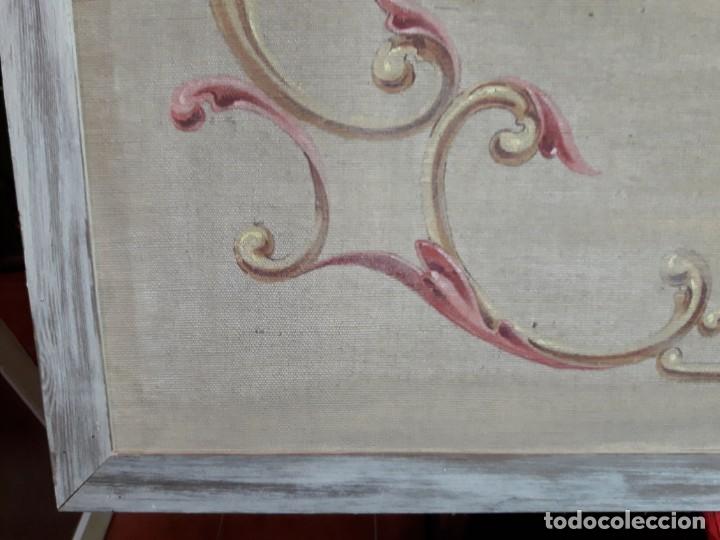 Otros objetos de arte: Tela tapiz pintada siglo XIX - Foto 3