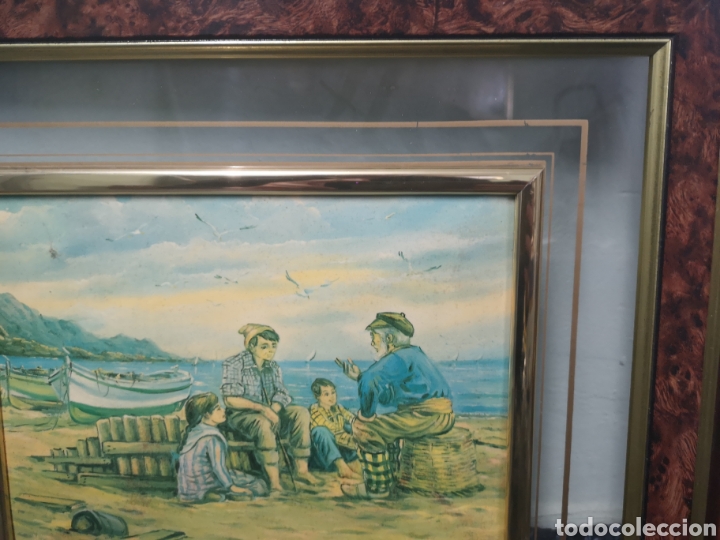 Otros objetos de arte: cuadro esmaltado con marco de cristal, firmado - Foto 2