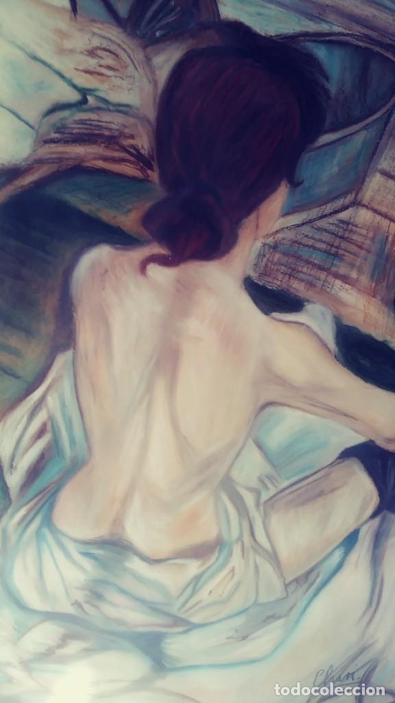 Otros objetos de arte: CUADRO FIGURA DE MUJER DE ESPALDAS T&Eacute;CNICA MIXTA - Foto 2