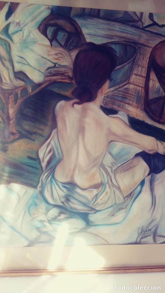 Otros objetos de arte: CUADRO FIGURA DE MUJER DE ESPALDAS T&Eacute;CNICA MIXTA - Foto 3
