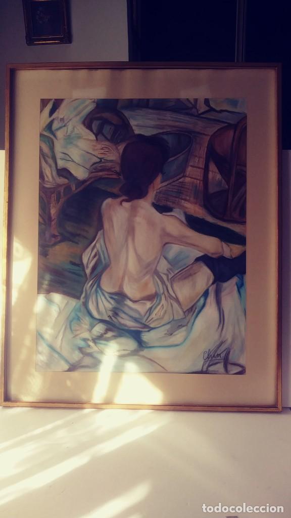 Otros objetos de arte: CUADRO FIGURA DE MUJER DE ESPALDAS T&Eacute;CNICA MIXTA - Foto 5