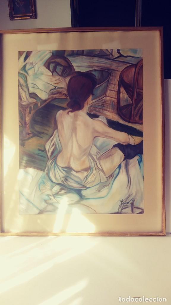 Otros objetos de arte: CUADRO FIGURA DE MUJER DE ESPALDAS T&Eacute;CNICA MIXTA - Foto 6