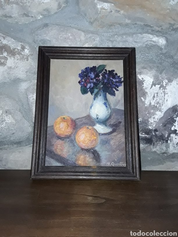 Otros objetos de arte: Bodegon pintado sobre madera de r quentin - Foto 1
