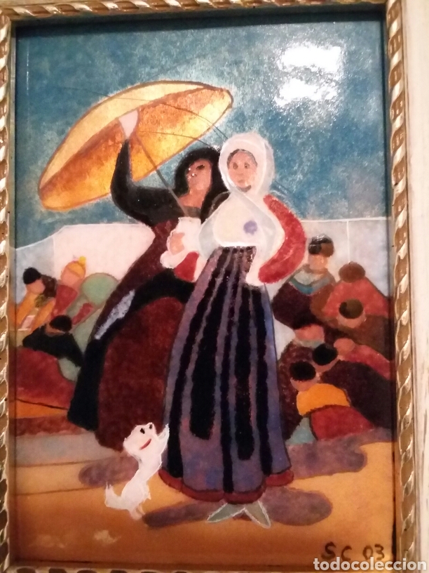 Otros objetos de arte: Dos cuadros de esmalte realizados a mano - Foto 3
