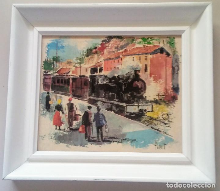 Otros objetos de arte: Cuadro de autor FLORIT a&ntilde;os 70 barnizado en tablex - Foto 1