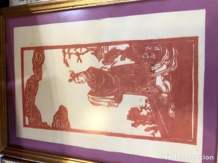 Otros objetos de arte: 5 ESCENAS CHINAS RECORTADAS SOBRE PAPEL - Foto 3