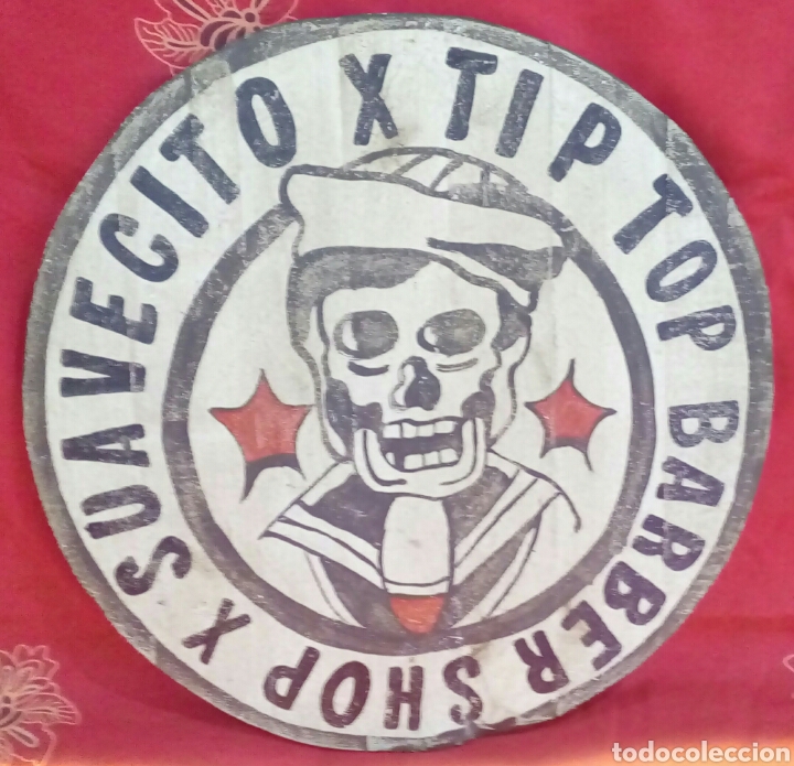 Otros objetos de arte: TABLA DE MADERA - BARBER SHOP SUAVECITO - PINTADA A MANO - Foto 1