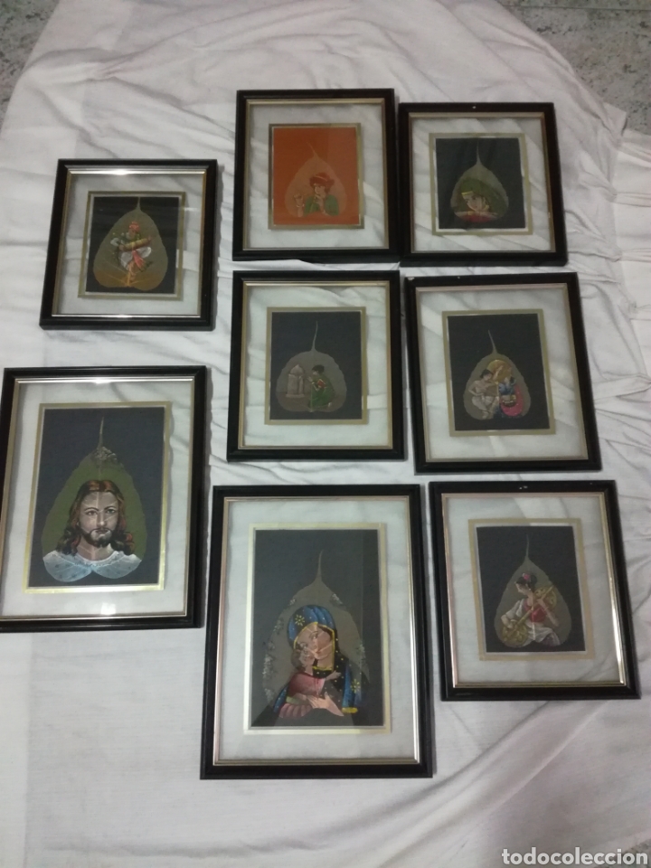 Otros objetos de arte: Pintura sobre hojas acorazonadas - Foto 1