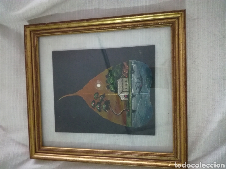 Otros objetos de arte: Pintura oriental sobre hojas - Foto 2