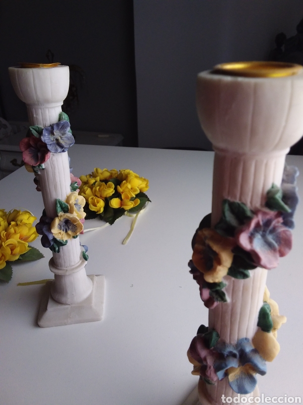 Otros objetos de arte: Preciosa pareja de porta velas - Foto 3