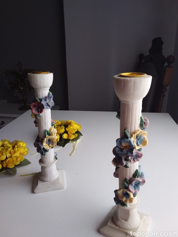 Otros objetos de arte: Preciosa pareja de porta velas - Foto 4