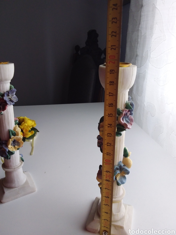Otros objetos de arte: Preciosa pareja de porta velas - Foto 2