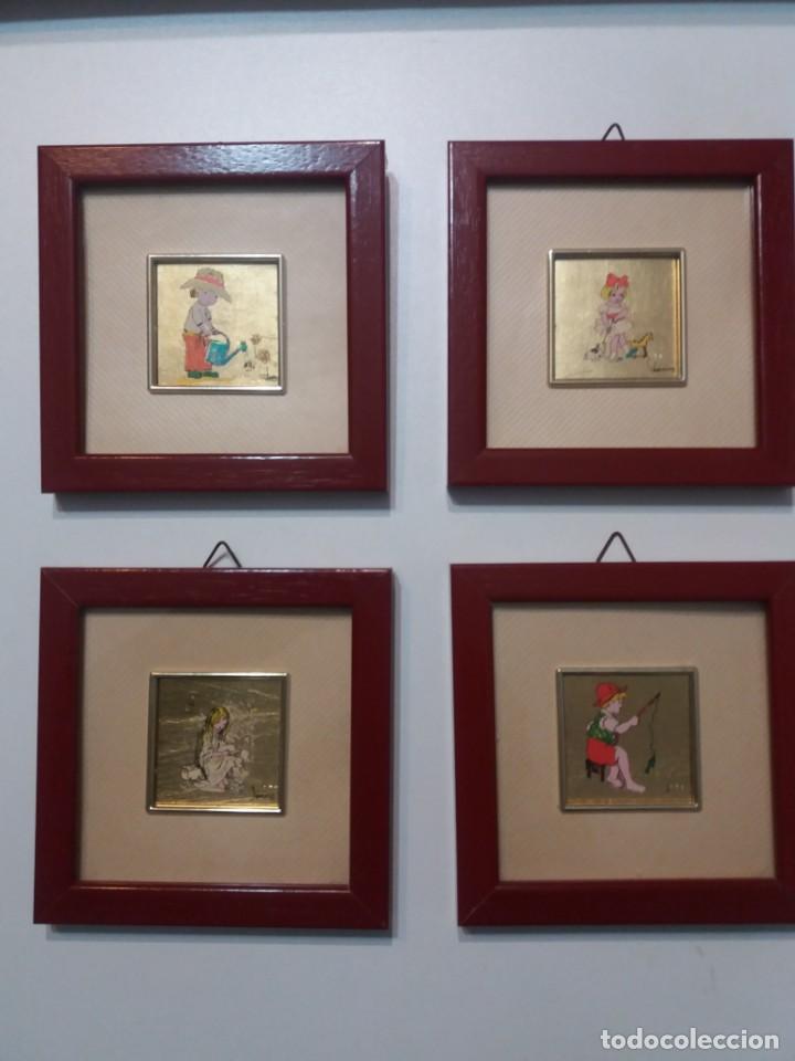 Otros objetos de arte: CUADROS PINTADO SOBRE L&Aacute;MINA ORO 22 KLT. - Foto 1
