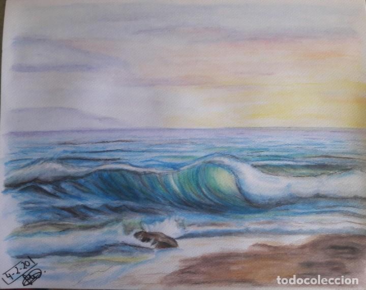 Otros objetos de arte: DIBUJO DE MARINA PINTADO A ACUARELA - Foto 1