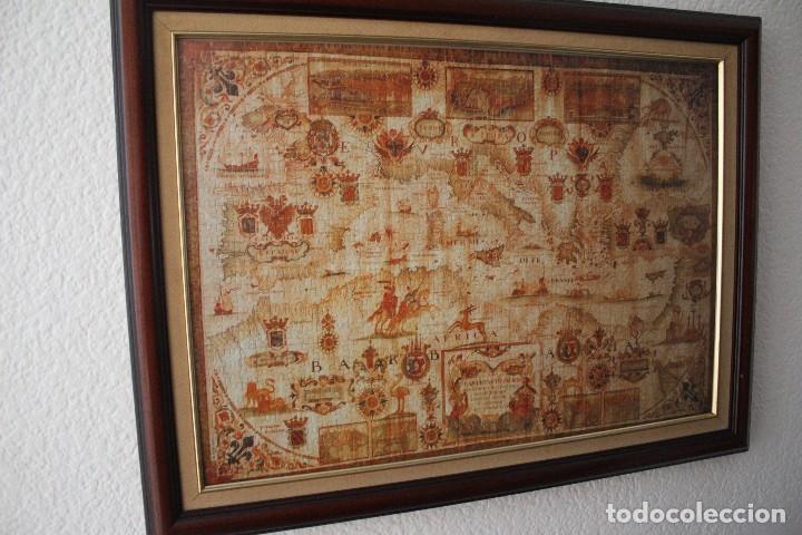 Otros objetos de arte: CUADRO MAPA EUROPA ANTIGUO PUZZLE 80 X 60 - Foto 1