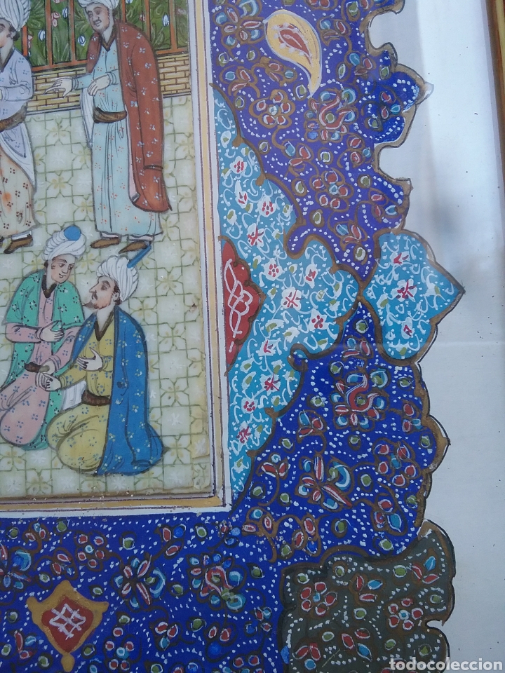 Otros objetos de arte: Pintura hindu sobre placa de celuloide. Escena costumbrista. - Foto 2
