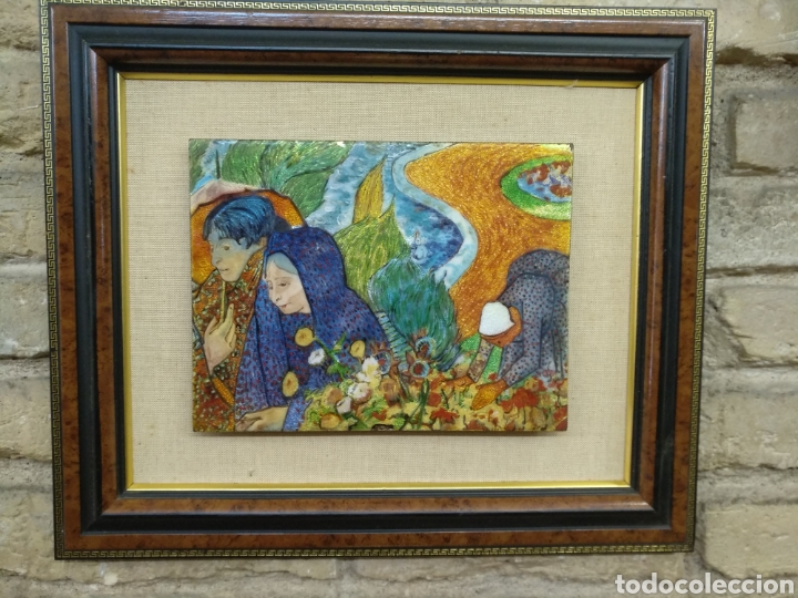 Otros objetos de arte: Cuadro de cobre esmaltado en un marco de madera - Foto 1
