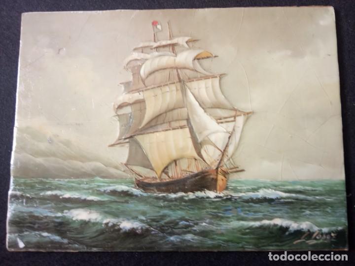 Otros objetos de arte: BARCO EN RELIEVE SOBRE TABLERO - Foto 1