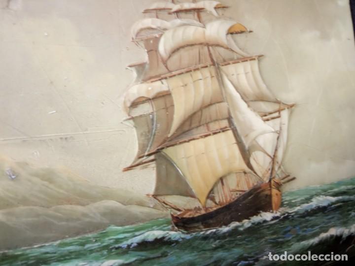 Otros objetos de arte: BARCO EN RELIEVE SOBRE TABLERO - Foto 2