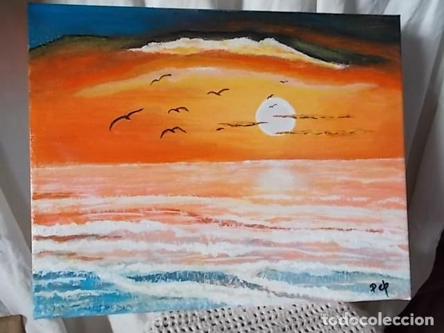 Otros objetos de arte: pintura acr&iacute;lica, puesta de sol - Foto 1