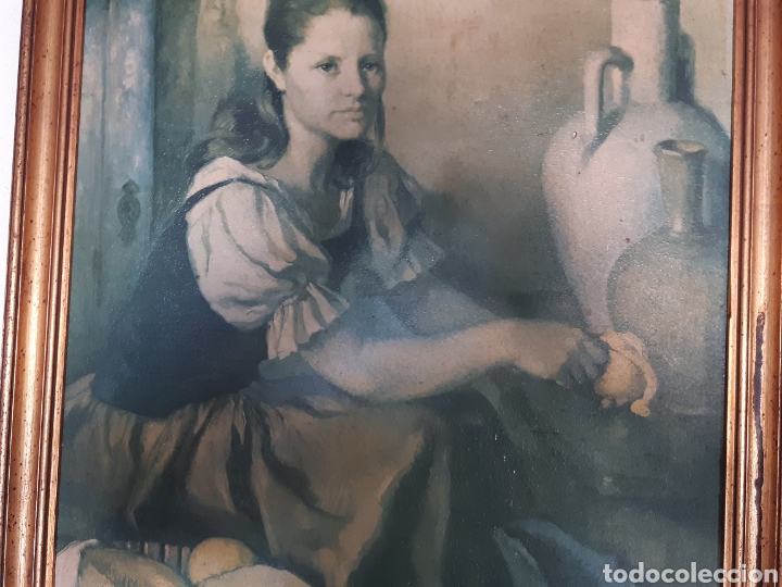 Otros objetos de arte: Cuadro antiguo l&aacute;mina barnizada sobre tablex, de Francisco Ribera, con marco - Foto 4