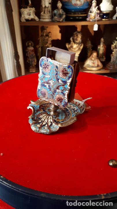Otros objetos de arte: CERILLERO DE ESMALTE CHAMPLEVE.S.XIX - Foto 6