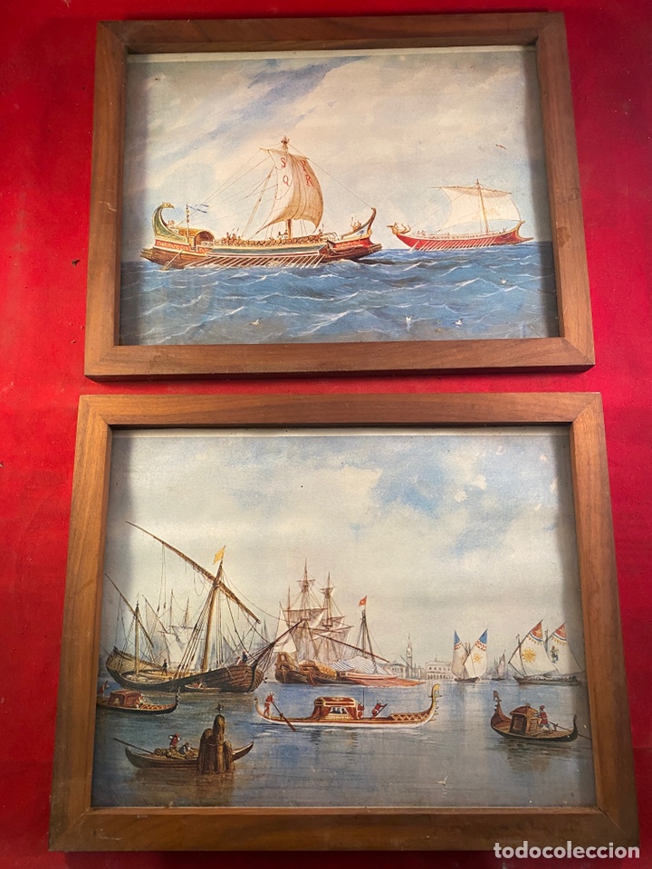 Otros objetos de arte: Pareja de im&aacute;genes marinas enmarcadas - Foto 2