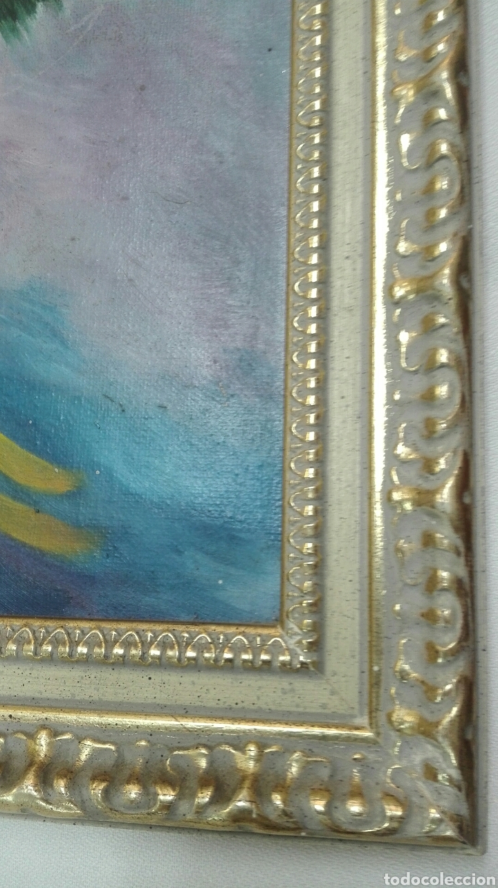 Otros objetos de arte: Cuadro jarr&oacute;n con mimosa pintado al &oacute;leo - Foto 5