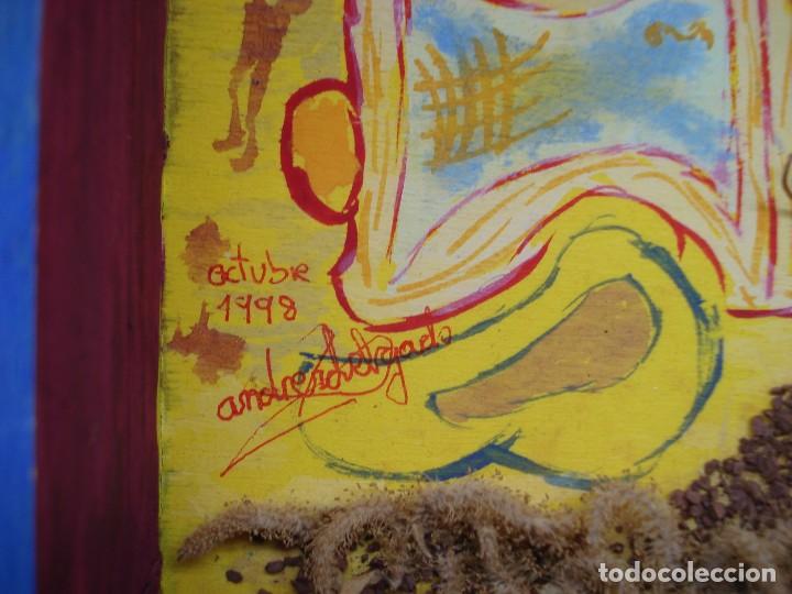 Otros objetos de arte: CUADRO SOBRE MADERA TECNICAS MIXTAS FIRMADO - Foto 3