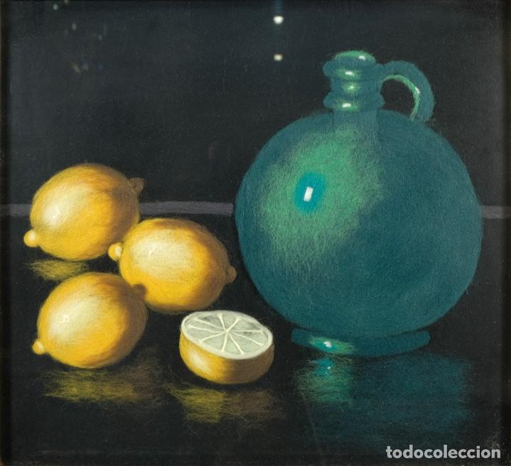 Otros objetos de arte: Cuadro hecho con lana Bodeg&oacute;n limones y jarra - Foto 1