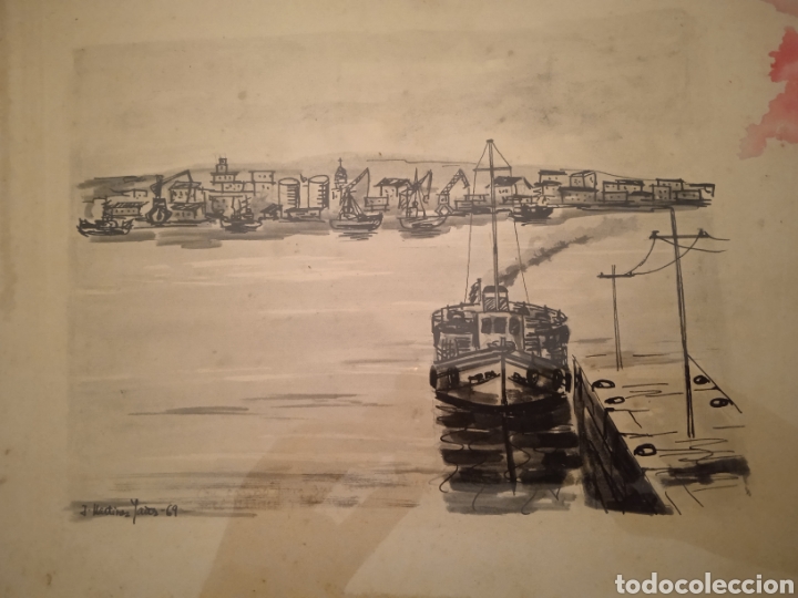 Otros objetos de arte: DIBUJO LA GRA&Ntilde;A FERROL 1969 - Foto 1