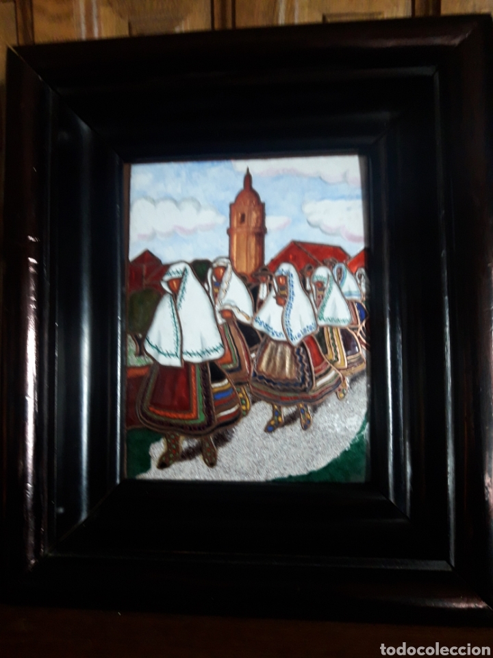 Otros objetos de arte: Antiguo esmalte sobre cobre, Lagartera - Foto 1