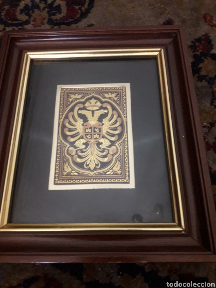 Otros objetos de arte: Cuadro damasquinado en oro, &Aacute;guila bicefala - Foto 2