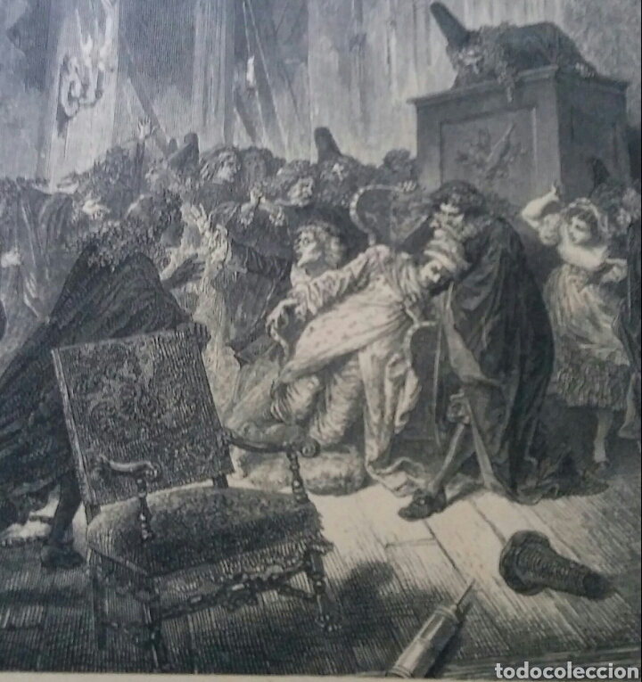 Otros objetos de arte: 2 laminas - Morte de Moliere y Los Girondinos - Foto 3