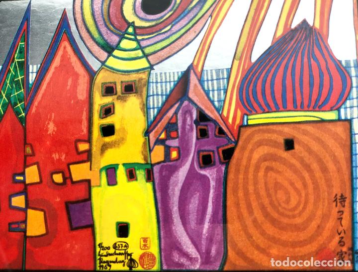 Otros objetos de arte: PIEZA ENMARCADA - REPRODUCCI&Oacute;N DE HUNDERTWASSER - Foto 1