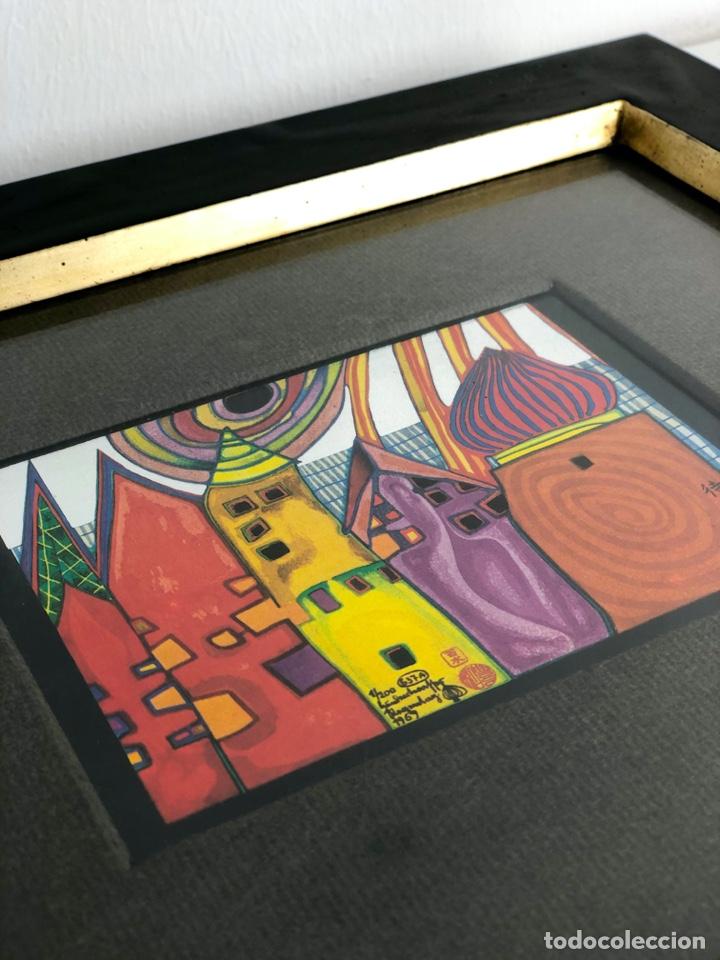 Otros objetos de arte: PIEZA ENMARCADA - REPRODUCCI&Oacute;N DE HUNDERTWASSER - Foto 2