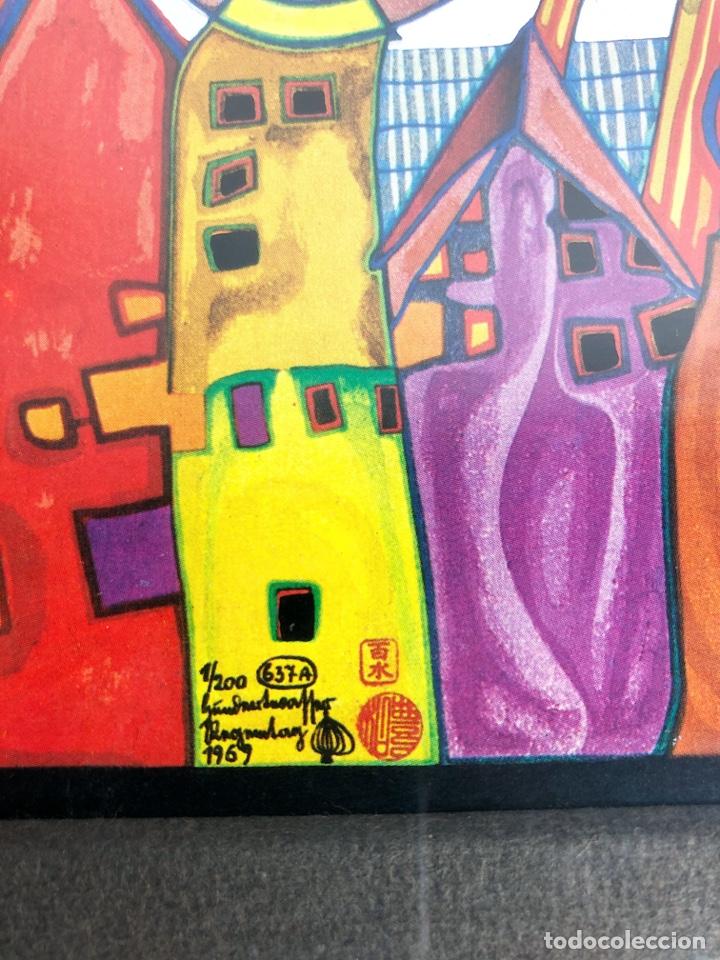 Otros objetos de arte: PIEZA ENMARCADA - REPRODUCCI&Oacute;N DE HUNDERTWASSER - Foto 3