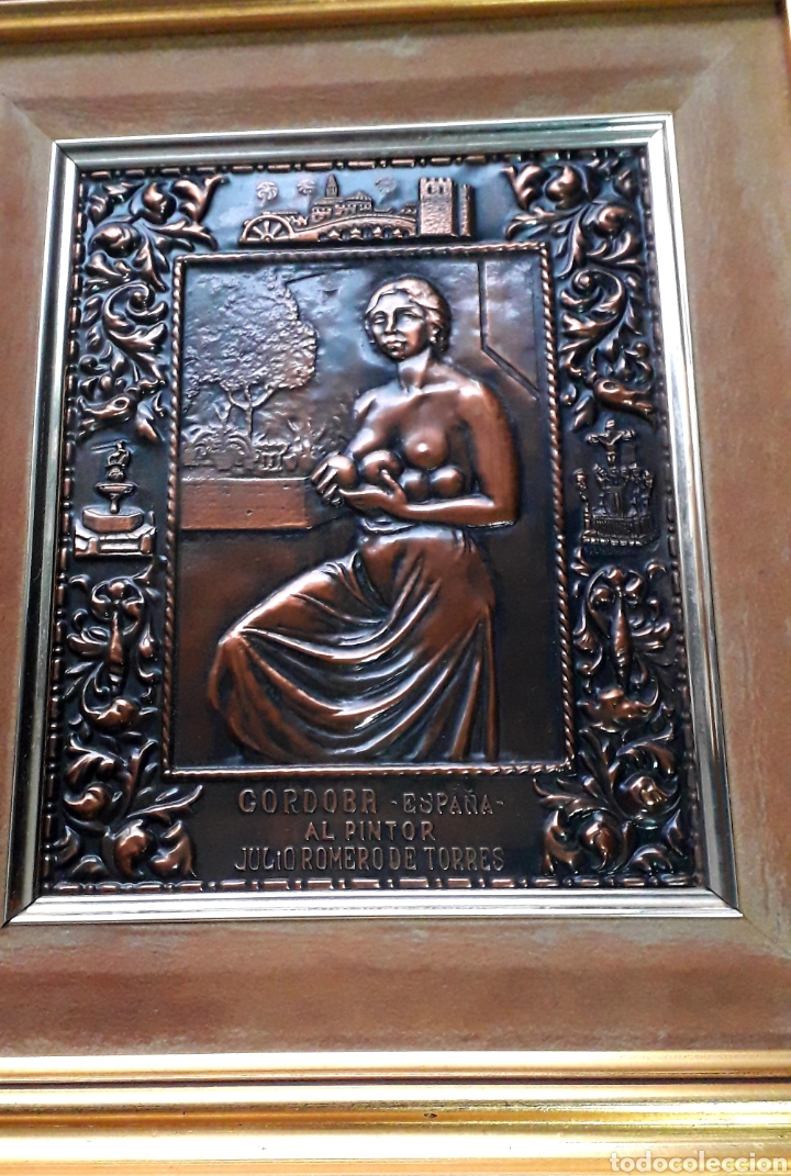 Otros objetos de arte: CUADRO BRONCE REPUJADO ROMERO DE TORRES - Foto 2