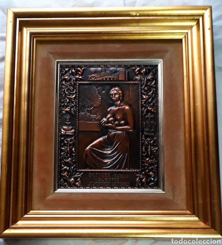Otros objetos de arte: CUADRO BRONCE REPUJADO ROMERO DE TORRES - Foto 1
