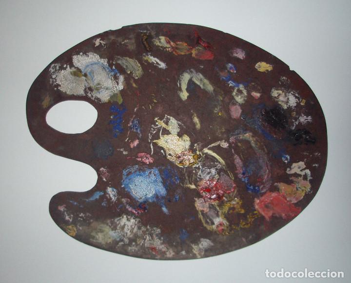 Otros objetos de arte: ANTIGUA PALETA DE PINTOR. USADA. - Foto 3