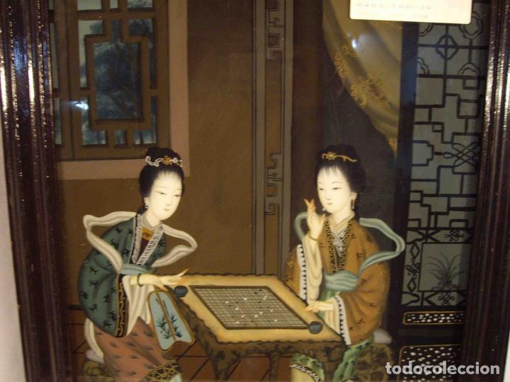 Otros objetos de arte: CUADRO CRISTAL DOS DAMAS JAPONESAS - Foto 3