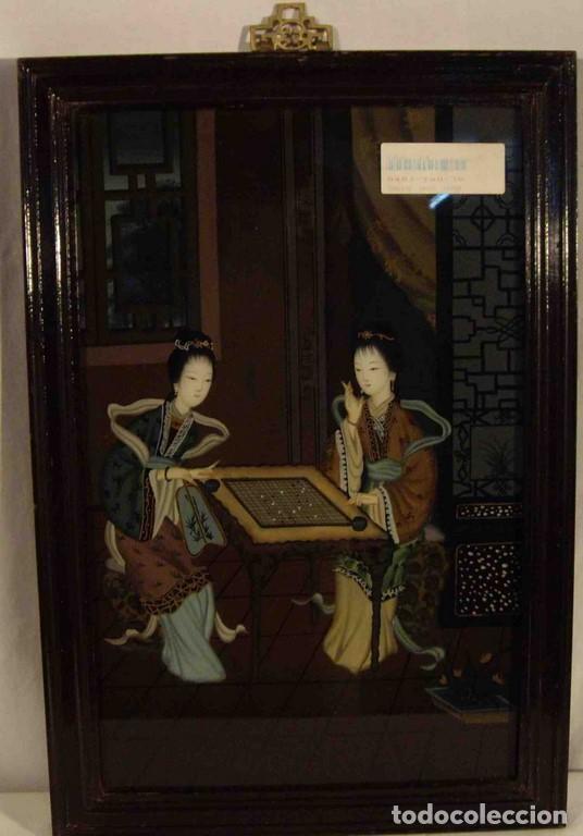 Otros objetos de arte: CUADRO CRISTAL DOS DAMAS JAPONESAS - Foto 1