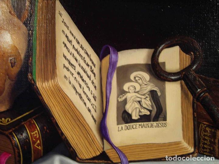 Otros objetos de arte: OLEO BODEGON PA&Ntilde;O PUNTILLA PRADAL - Foto 3