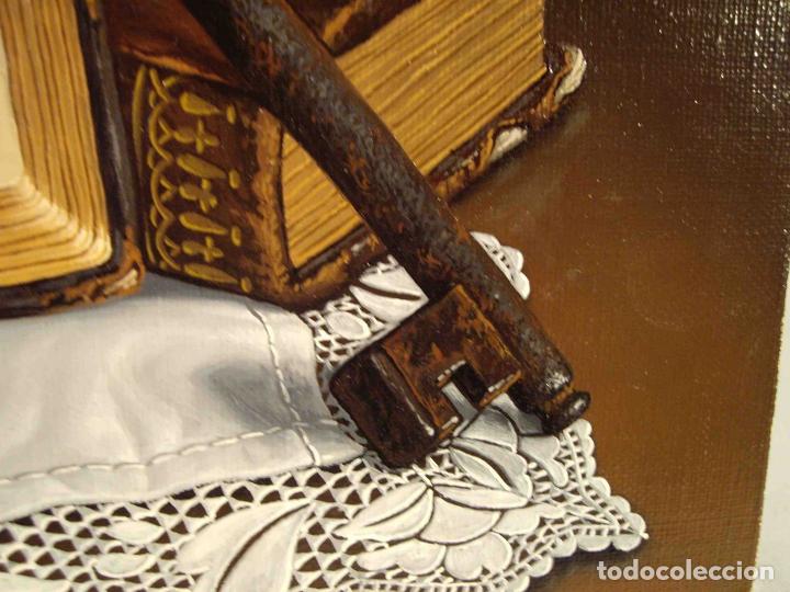 Otros objetos de arte: OLEO BODEGON PA&Ntilde;O PUNTILLA PRADAL - Foto 5