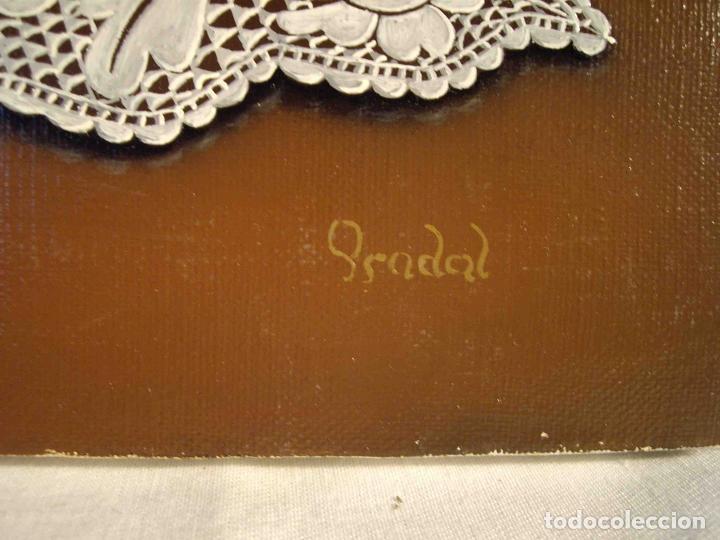 Otros objetos de arte: OLEO BODEGON PA&Ntilde;O PUNTILLA PRADAL - Foto 6