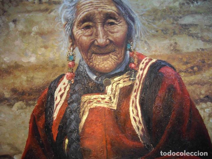 Otros objetos de arte: OLEO ANCIANA TIBETANA - Foto 3